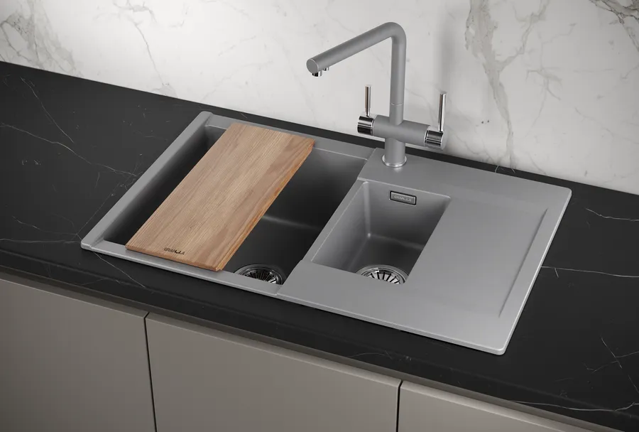 ES-7808, АЛЮМИНИУМ, кухонная мойка, кварц, ESTETICA