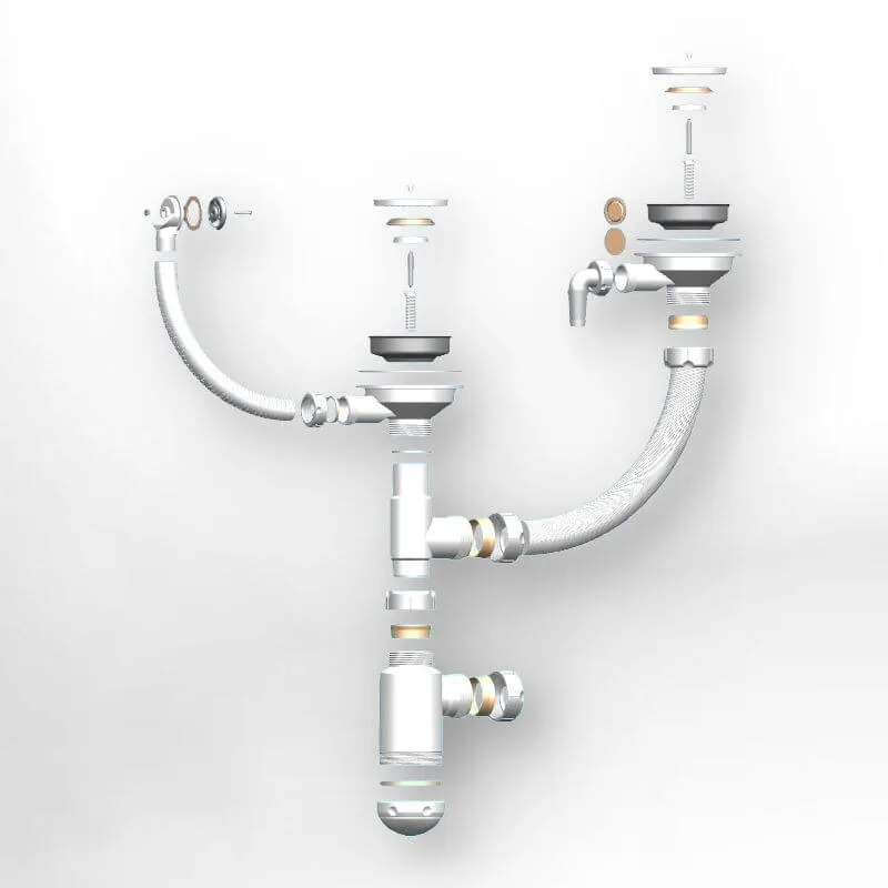 Сифон двойной GRAND 31/2 с круглым переливом и отводом ЭКОНОМ (С.Н. 391-11-22)