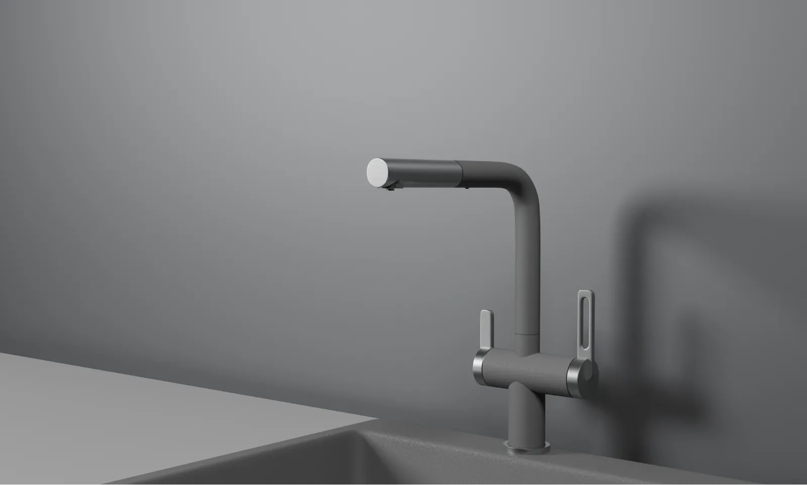 GR-8170, АЛЮМИНИУМ, СМЕСИТЕЛЬ КУХОННЫЙ С ВЫДВИЖНЫМ ИЗЛИВОМ