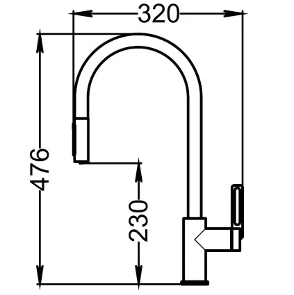 GR-8168, АЛЮМИНИУМ, СМЕСИТЕЛЬ КУХОННЫЙ С ВЫДВИЖНЫМ ИЗЛИВОМ