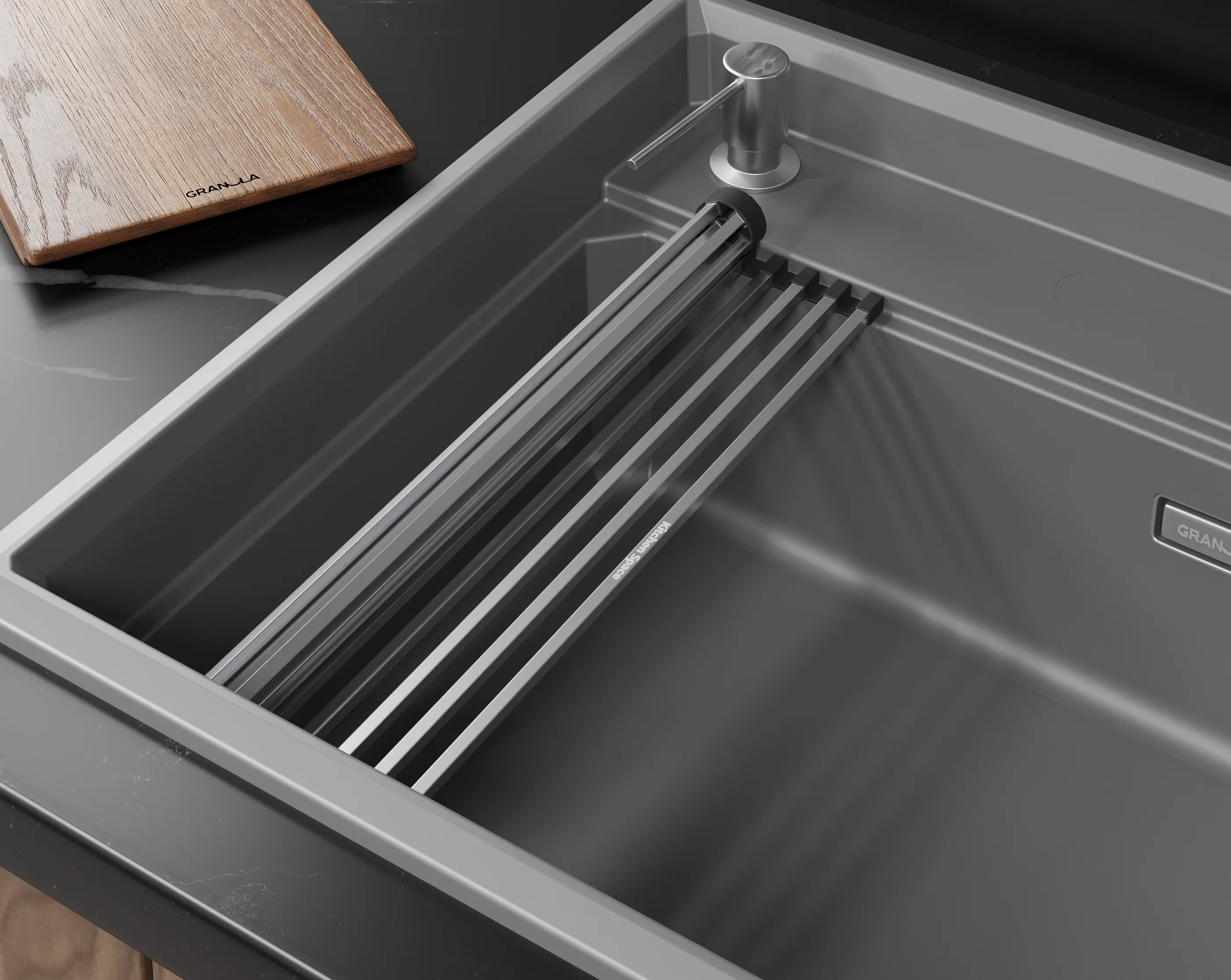 7308R, АЛЮМИНИУМ, кухонная мойка, кварц KITCHEN SPACE RINZER